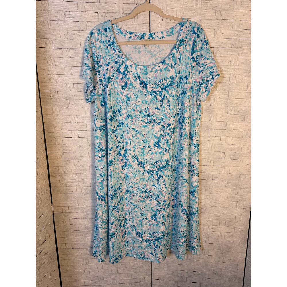 Talbots womens t-shirt‎ dress Midi soft feminine pastel short sleeve plus size
